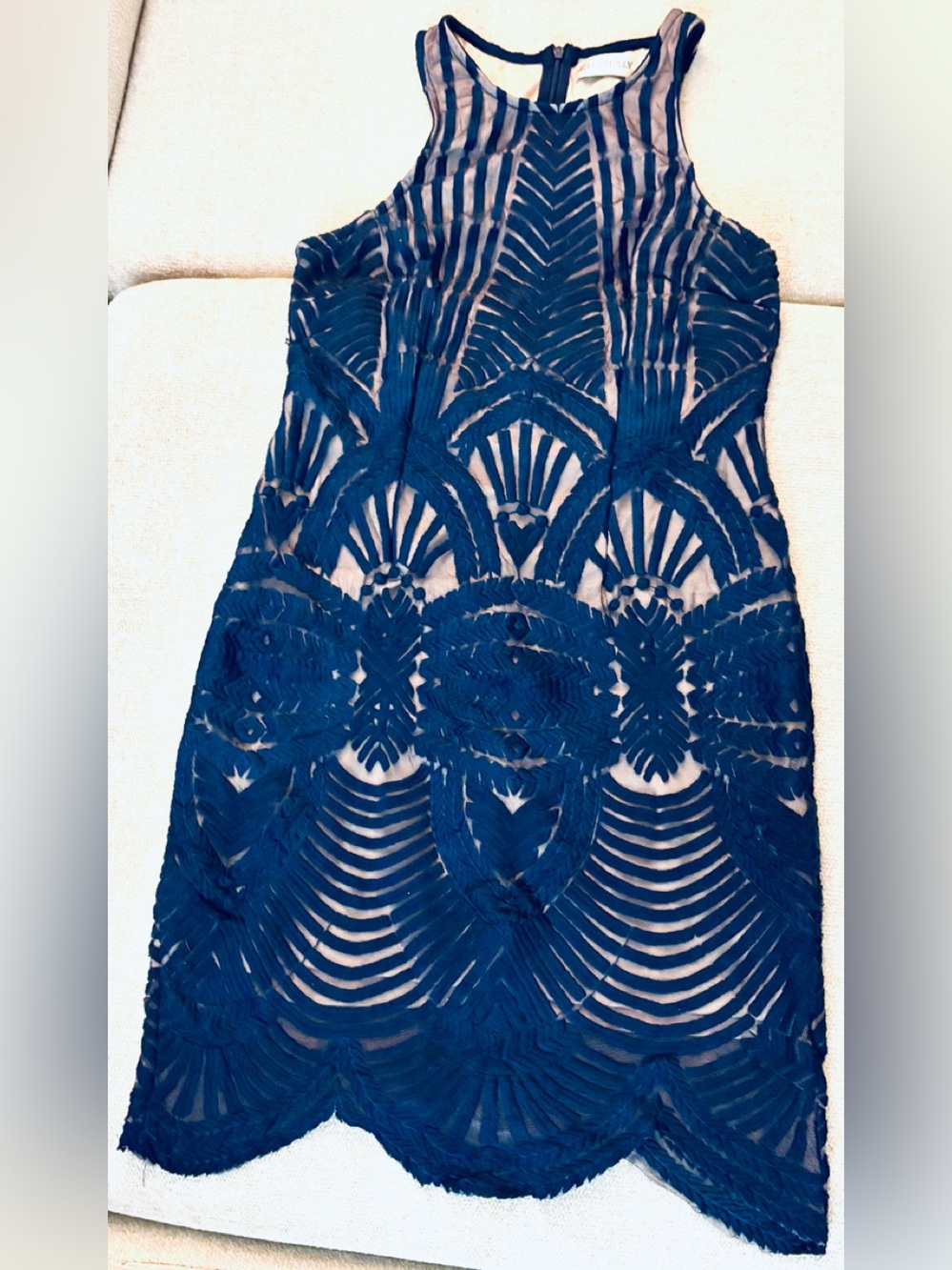 Hello Molly Navy Blue Lace Midi Dress, Size 6 (XS)